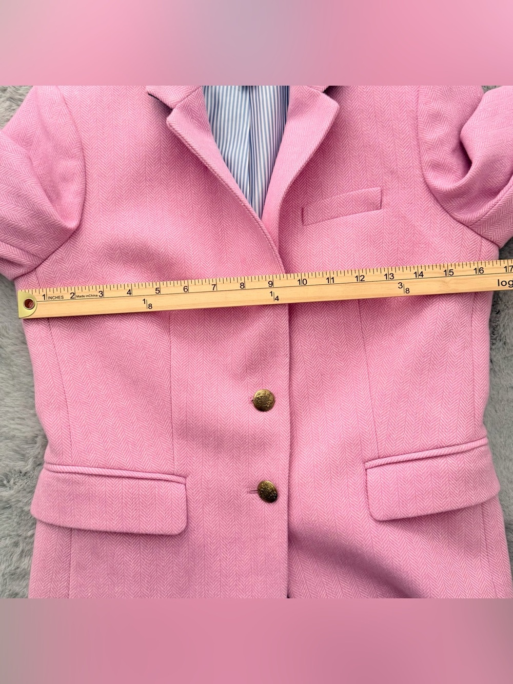J.Crew Factory Schoolboy Blazer Pink Herringbone Wool Blend Jacket 2 Preppy - Picture 9 of 14